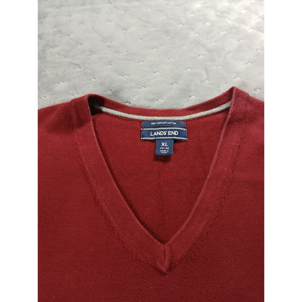 Lands' End Mens XL Supima Cotton V-Neck Sweater Vest Bundle Navy & Red - Picture 2 of 7